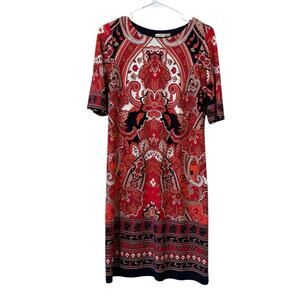Signature‎ Camryn Dress Women Size 4 Coral Paisley Floral Print Sheath Barn Fall